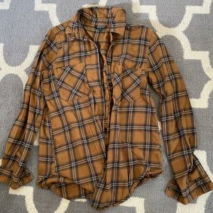 Topshop brown flannel button down shirt